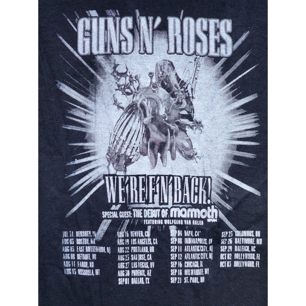 Guns N' Roses 2021 We'reF'n'Back! 2 Sided black band T-shirt Size Large Rock - Picture 4 of 5